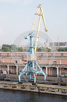 Port cranes with cargo train.