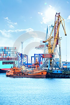 Port with cranes, containers and cargo