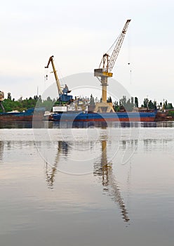 Port Cranes River Water Hight Shipyard Factory