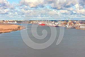 The port on the Daugava river in Riga