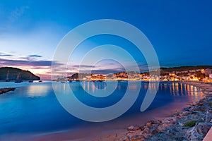 Port de Soller sunset in Majorca at Balearic island