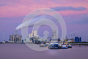 Port of Eemshaven at sunset