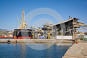 Port facilities of a cement industy at Greece.