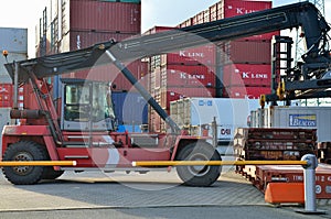 Unloading the container in port