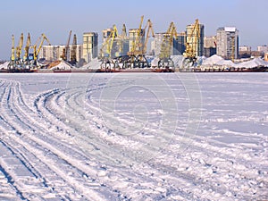 Port on frozen river