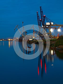 Port of Gdynia at night. photo