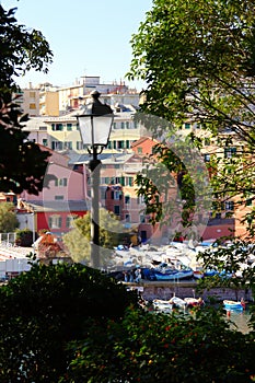 Port of Genoa Nervi from the Promenade.