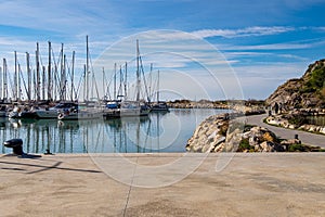 Port Ginesta harbor in Barcelona, Catalonia, Spain