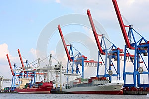 Port of Hamburg on the river Elbe, the largest port in Germany