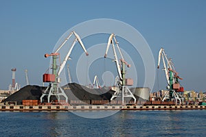 Port (harbour) Vladivostok with lifting crane.