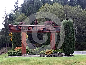 Port Hardy British Columbia Welcome sign