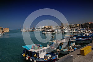 Port in Heraklion in Greece, panorama with a sea view