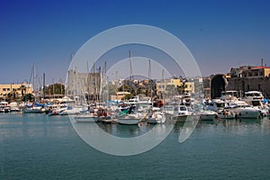 Port in Heraklion in Greece, panorama with a sea view