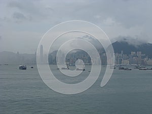 Port of Hong King in the mist and clouds 2