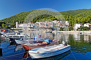 The port in Hovolo of Skopelos, Greece