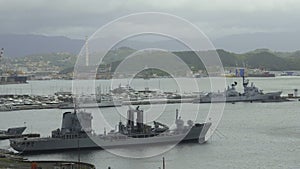 Port in Italian La Spezia city, replenishment oiler, naval auxiliary ship