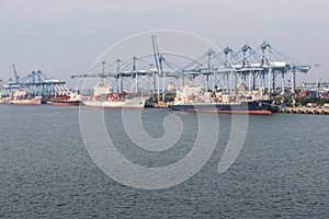 Port klang cranes containers and ships malaysia