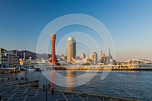 Port of Kobe skyline in beautiful afternoon, Kansai, Japan photo