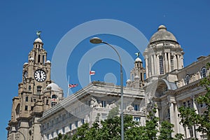 Port of Liverpool Building or Dock Office in Pier Head, along the Liverpool`s waterfront, England, United Kingdom