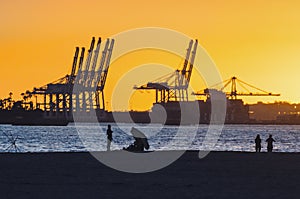 Port of Long Beach at sunset