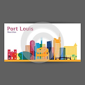 Port Louis city architecture silhouette.