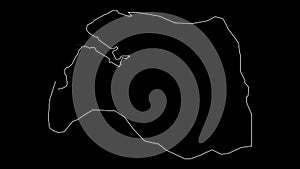 Port Louis district map of Mauritius outline animation