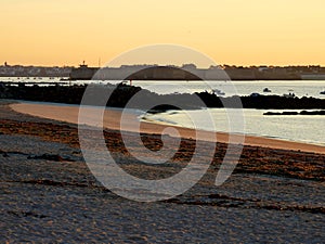 Port Louis fortress seen from Larmor Plage in early morning light