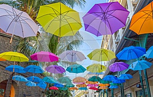 Port louis waterfront umbrellas capital of mauritius