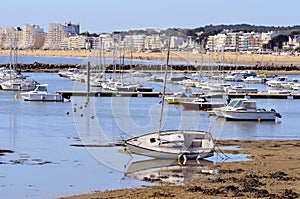 Port in low tide of Pornichet in France