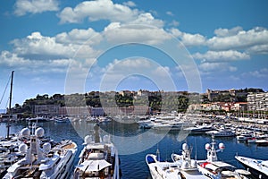 Port with luxury yachts and sailboats in Monte Carlo