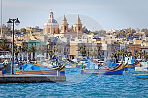 Port and Luzzu in Marsaxlokk, Malta