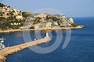 Port Lympia lighthouse panorama, Nice, France