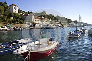 Port of Maslinica with castle Martinis Marchi photo