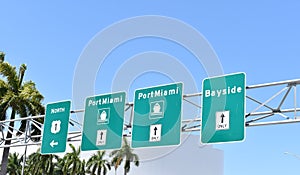 Port of Miami Highway Directional Sign in Miami Florida