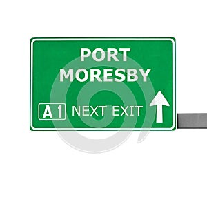 PORT MORESBY road sign isolated on white