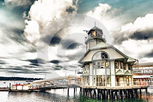 Port of Nanaimo on a cloudy summer evening, Vancouver Island photo