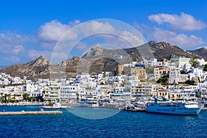 Port of Naxos, a Greek island in Aegean Sea, Greece