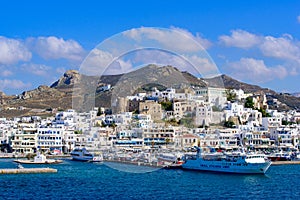 Port of Naxos, a Greek island in Aegean Sea, Greece