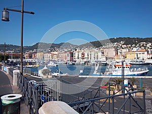 Port of Nice. Nice located on the French Riviera, on the southeast coast of France in the Mediterranean Sea, at the foot of the Al