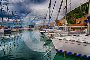 Port of Punta Ala in Tuscany on a cloudy summer day