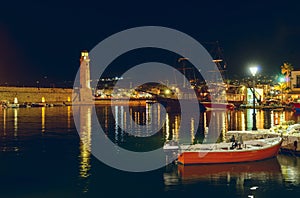 Port Rethymno at night. Crete. Greece. photo