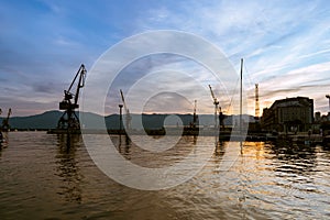 Port of Rijeka, Croatia dramatic sunset view