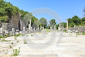 Port road of antique roman city Ephesus in Izmir, Turkey