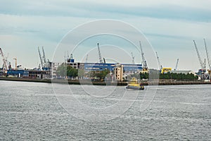 The Port of Rotterdam is Europe\'s largest industrial seaport. Port cranes