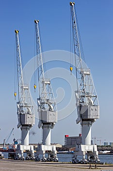 Port shipping cargo cranes