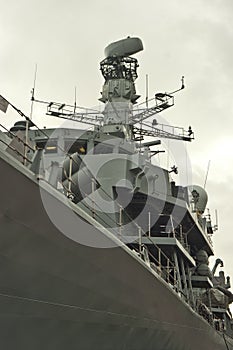 Port side of Royal Navy frigate