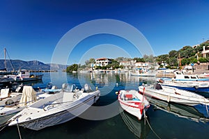 The port of the small fishing village Vathi at Methana in Peloponnese, Greece