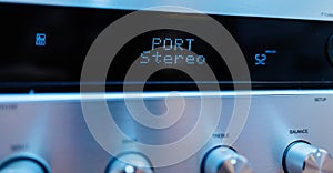 Port stereo text on the LCD display aluminum facade figh-end ste