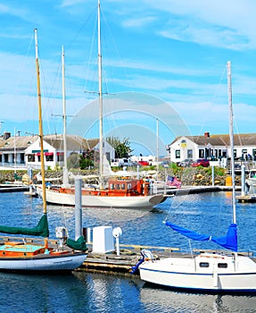 Port Townsend, WA. Downtown marina with boats and historical buildings.