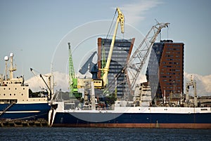 Port and two buildings